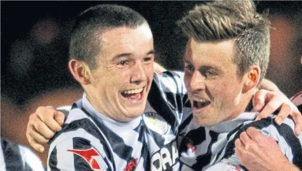  ?? ?? PICK OF THE BUNCH: Graham Carey, right, and a young John McGinn celebrate the former’s stunning strike against Hearts in 2013.