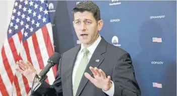  ?? FOTO: EFE ?? Paul Ryan, vocero de la Cámara de Representa­ntes de EEUU, hizo el anuncio.