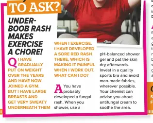 Underboob rash makes exercise a chore! - PressReader