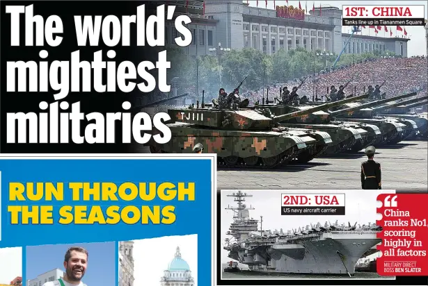  ??  ?? Tanks line up in Tiananmen Square