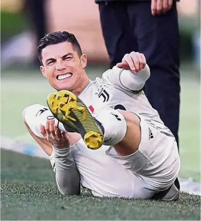  ??  ?? Doubtful: Juventus’ Cristiano Ronaldo picked up an ankle knock during the 1-0 win at Bologna last weekend. — Reuters