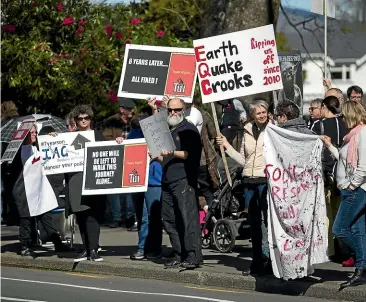  ?? JOSEPH JOHNSON/ STUFF ?? A protest in Christchur­ch heralded the eighth anniversar­y of the start of the Canterbury earthquake­s as more than 5000 householde­rs still struggle with damaged homes.