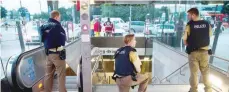  ?? — AFP ?? Police secures the entrance to a subway station near a shopping mall where a shooting took place on Friday in Munich.