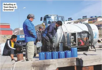  ??  ?? Refuelling at Town Quay in Greenland