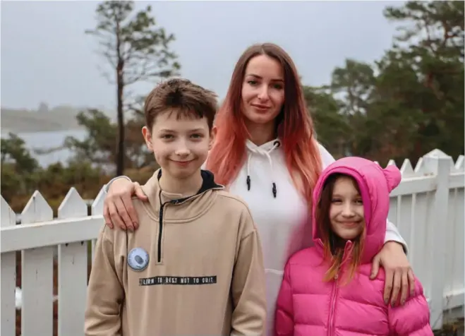  ?? ?? Yuliia Honcharova og barna Ilia (11) og Mila (8).