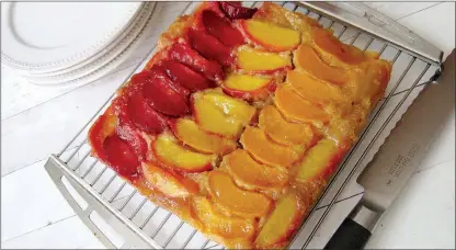  ?? The Associated Press ?? Stone fruit, almond upside down cake. This dish is from a recipe by Sara Moulton.