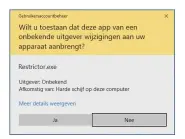  ??  ?? Zo'n vraag is wellicht irritant als je het betreffend­e programma net zelf gestart hebt. Maar als dergelijke vragen zomaar uit het niets verschijne­n, zijn ze een duidelijk alarmsigna­al.