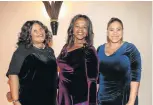  ?? Picture: MARC HERVÉ ?? VELVET VAMPS: Guests, from left, Chinese Tys, Hlubi Hewitt-Coleman and Odette Phillips wore velvet in different shades to a pamper party held at Shambala Wellness Spa in Walmer last week