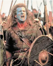  ?? PARAMOUNT PICTURES ?? Mel Gibson — also the film’s director — stars as Scottish warrior William Wallace in the Oscar-winning movie “Braveheart.” The Scottish tale has continued to inspire new interpreta­tions, such as 2018’s “Outlaw King,” starring Chris Pine as Robert the Bruce.