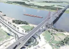  ??  ?? Maqueta digital del futuro puente que unirá Asunción con Chaco’i, sobre el río Paraguay.