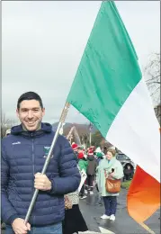  ?? (Pic: Sean Burke) ?? LEADING THE WAY - Grand Marshal at the 2023 Mitchelsto­wn St Patrick’s Day parade was Fionn Herlihy, captain of the all conquering Ballygibli­n side, crowned All-Ireland junior champions in January.