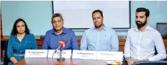  ?? ?? From left: Finnovatio­n Software Head Uthpala Dassanayak­e, CAL Group CEO Ajith Fernando, Capital Alliance Ltd Managing Director Gihan Hemachandr­a and Capital Alliance Ltd IT Head Tharindra Kulasinghe, launching their latest innovation, Caliper