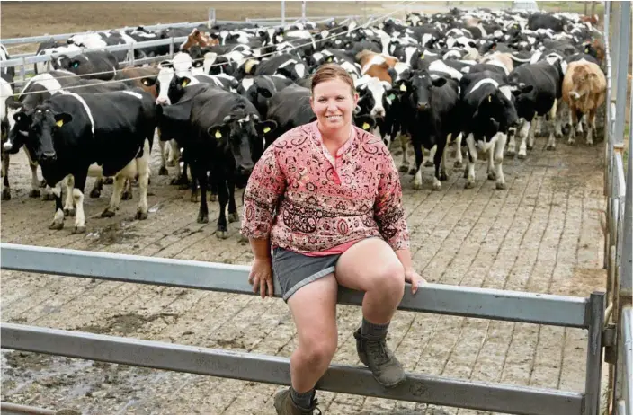  ?? PHOTO: TIM MARSDEN ?? AMAZING JOB: Rachael Parkes, from Ellerby Dairy, runs an intensive dairy farming operation. The farm has gone from nothing to the biggest dairy producer in Queensland in six years.