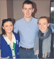  ?? (Pic: John Ahern) ?? LEFT: Kilworth supporter, Rebecca Saich, left, pictured with Joe Millerick and Mary O’Flynn, at last Saturday’s ‘Championsh­ip Preview Night’ in The Firgrove Hotel.