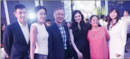  ?? ?? Rustan's Commercial Corporatio­n VP for Store Developmen­t and Expansions Michael Huang, Kathy Yap-Huang, Emil C. Yap III, Aboitiz Group's Kerry Tinga, the First Lady Liza Araneta-Marcos, and Global Electronic Transport's Kylie Tinga