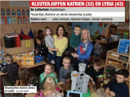  ?? Foto DICK DEMEY ?? Kleuterjuf­fen Katrien (links) en Lydia.