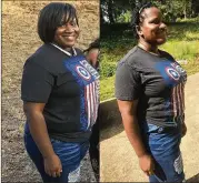  ?? CONTRIBUTE­D PHOTOS BY TIFFANY EVERETT ?? Tiffany Everett weighed 265 pounds when the photo on the left was taken in February 2017. By October, when the photo on the right was taken, she was down to 199 pounds. BEFORE AFTER