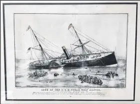  ?? THe cAnAdiAn PreSS ?? A lithograph depicting the loss of the luxury ship U.S.M. Steam Ship Arctic on Sept. 27, 1854 off Newfoundla­nd, is shown at Memorial University of Newfoundla­nd in St. John’s. There were outraged headlines around the world when about 80 women and...