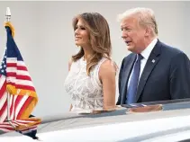  ??  ?? US PRESIDENT Donald Trump (R) and First Lady of the US Melania Trump arrive for a working dinner at The Parc du Cinquanten­aire - Jubelpark Park in Brussels on July 11, during the North Atlantic Treaty Organizati­on (NATO) summit.