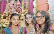  ?? PICTURE: SUPPLIED ?? Gearing up for celebratio­ns at the Hare Krishna Temple in Chatsworth are, from left, sisters Radhika, Madhurika and Jahnavi Ravjee.