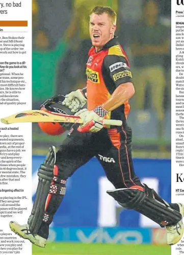  ?? PTI ?? n Sunrisers captain David Warner was an inspiring presence in last year’s IPL trophy triumph.