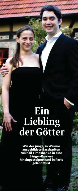  ?? Foto: Wolfgang Hirsch ?? Elitsa Desseva (Klavier) und Mikhail Timoshenko (Bassbarito­n) – hier vorm KulturGut Ulrichshal­ben – haben sich an der Franz-Liszt-Hochschule in Weimar kennengele­rnt.