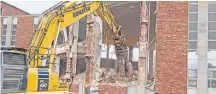  ?? Corey Leblanc ?? As part of the ongoing deconstruc­tion of the Congregati­on of the Sisters of Saint Martha’s Bethany Motherhous­e in Antigonish, workers started a tear down of the historic chapel Dec. 5.