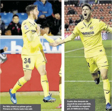  ??  ?? Fer Niño marcó su primer gol en Primera en Vitoria nada más salir.
Cuatro días después de aquel 25 de enero del 2020, el 29, anotaba su segundo gol, en Vallecas en Copa.