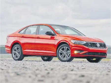  ??  ?? The design of the 2019 Jetta finally shouts a bit, but it definitely skews toward the elegant side of the spectrum.