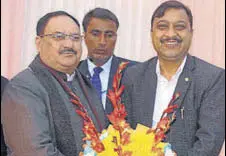  ?? HT FILE ?? BJP national president Jagat Prakash Nadda with Shimla MP and newly appointed state party chief Suresh Kashyap.