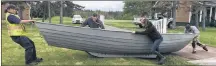  ?? SUBMITTED ?? The replica ice boat being installed in the Cape Traverse Ice Boat Memorial was constructe­d by the Holland College heritage retrofit carpentry program in Charlottet­own.