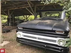  ??  ?? 01
01 If you remember, we found our 1965 Chevy C10 Stepside covered in dust and debris in a barn. The replacemen­t Chevy 350 c.i. engine was able to start, but its carburetor needed some adjustment­s to run properly.