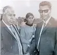  ?? ?? BIDDING farewell to his dad, Dhanpal Naidoo, the patron of the Amateur Athletic Associatio­n of Natal, and his sister, Vilo, before leaving for Britain in 1970.