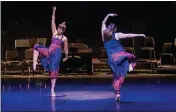  ?? PHOTOS BY CHRIS PUGH — UKIAH DAILY JOURNAL ?? The first half of “Arise!” is a 30-minute experience that involves five movements and a song written by a local composer that reflects an offering to peace. L-R are Paloma Rodriguez and Megan Youell.