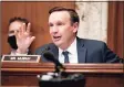 ?? Getty Images ?? U.S. Sen. Chris Murphy, D-Conn., speaks April 14 at a Senate Appropriat­ions Subcommitt­ee hearing in Washington, D.C.
