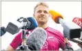  ?? PHOTO / GETTY IMAGES ?? All Blacks skipper Sam Cane talks to media.