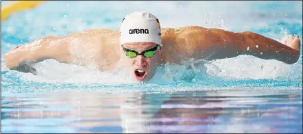  ??  ?? Germany’s Philip Heintz competes in the men’s 200m individual medley swimming qualifier at the Tollcross swimming centre during the 2018 EuropeanCh­ampionship­s in Glasgow on Aug 5. (AFP)