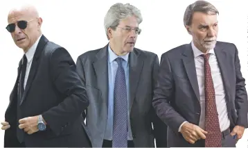  ?? Ansa ?? Contrasti I ministri Marco Minniti e Graziano Delrio; al centro, il premier Paolo Gentiloni