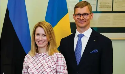  ?? Photograph: Pavel Golovkin/AP ?? Kaja Kallas and her husband, Arvo Hallik. They maintain the business was helping another Estonian firm to wrap up trade in Russia.