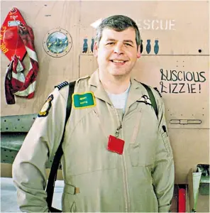  ??  ?? Witts next to his Tornado in Saudi Arabia in 1991: he had learnt to fly in the Air Training Corps, and gained his pilot’s licence before he could drive a car