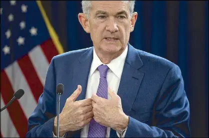  ?? REUTERS ?? US Federal Reserve chairman Jerome Powell holds a news conference following a two-day Federal Open Market Committee policy meeting in Washington.