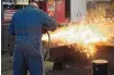  ?? GEORGE FREY/BLOOMBERG ?? A worker welds a structural steel beam during production at the SME Steel Contractor­s plant in West Jordan, Utah, on Feb. 1.