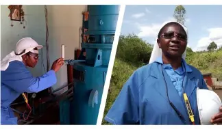  ?? ?? Image shows Sister Alphonsine Ciza inspecting the mini hydeo-electric plant that she built herself to combat power outages.