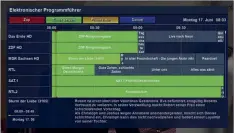  ??  ?? Der grafische EPG erlaubt einen guten Überblick. Selbstvers­tändlich lassen sich hier auch direkt Aufnahmen über Timer programmie­ren