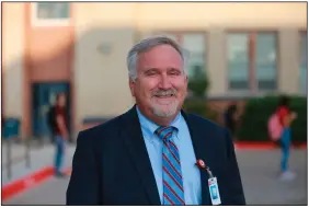  ?? (AP/Cedar Attanasio) ?? Albuquerqu­e Public Schools Superinten­dent Scott Elder poses for a photo outside Highland High School on Aug. 11 in Albuquerqu­e, N.M. The district canceled classes Friday for a second day after a cyberattac­k on the student database.