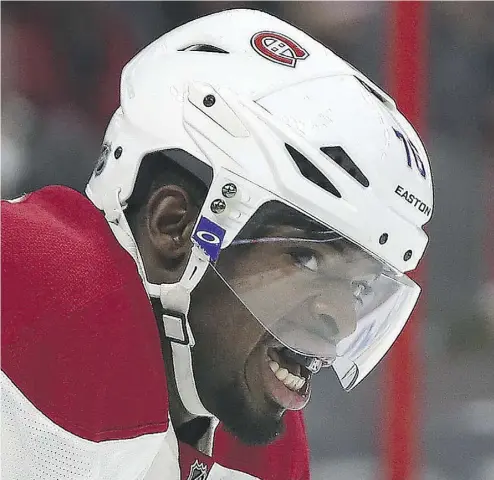  ?? TONY CALDWELL / OTTAWA SUN ?? Montreal Canadiens star P.K. Subban says his parents weren’t happy with his profanity-laced tirade after the team’s
latest defeat. But all the players were on their best behaviour Monday at the opening of an outdoor rink.