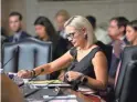  ??  ?? U.S. Sen. Kyrsten Sinema, D.-Ariz., listens during a U.S. Senate Committee on Commerce, Science and Transporta­tion session Feb. 6 at the U.S. Capitol in Washington, D.C.