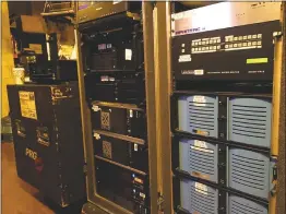  ??  ?? Jesse Sutten, a La Plata native, works in theater stage production and manages video racks like these for shows. He will begin his Broadway debut during “Motown: The Musical” when it opens July 12 at the Nederlande­r Theater in New York City.