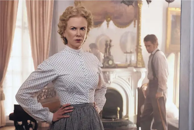  ??  ?? COURTESY OF BEN ROTHSTEIN/FOCUS FEATURES Nicole Kidman and Colin Farrell in a scene from “The Beguiled.”