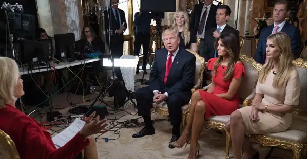  ?? Photo: Chris Albert/CBS ?? 60 MINUTES: Sitting, from left, Donald Trump, his wife Melania and daughter Ivanka. Standing, Tiffany, Donald John and Eric Trump.
